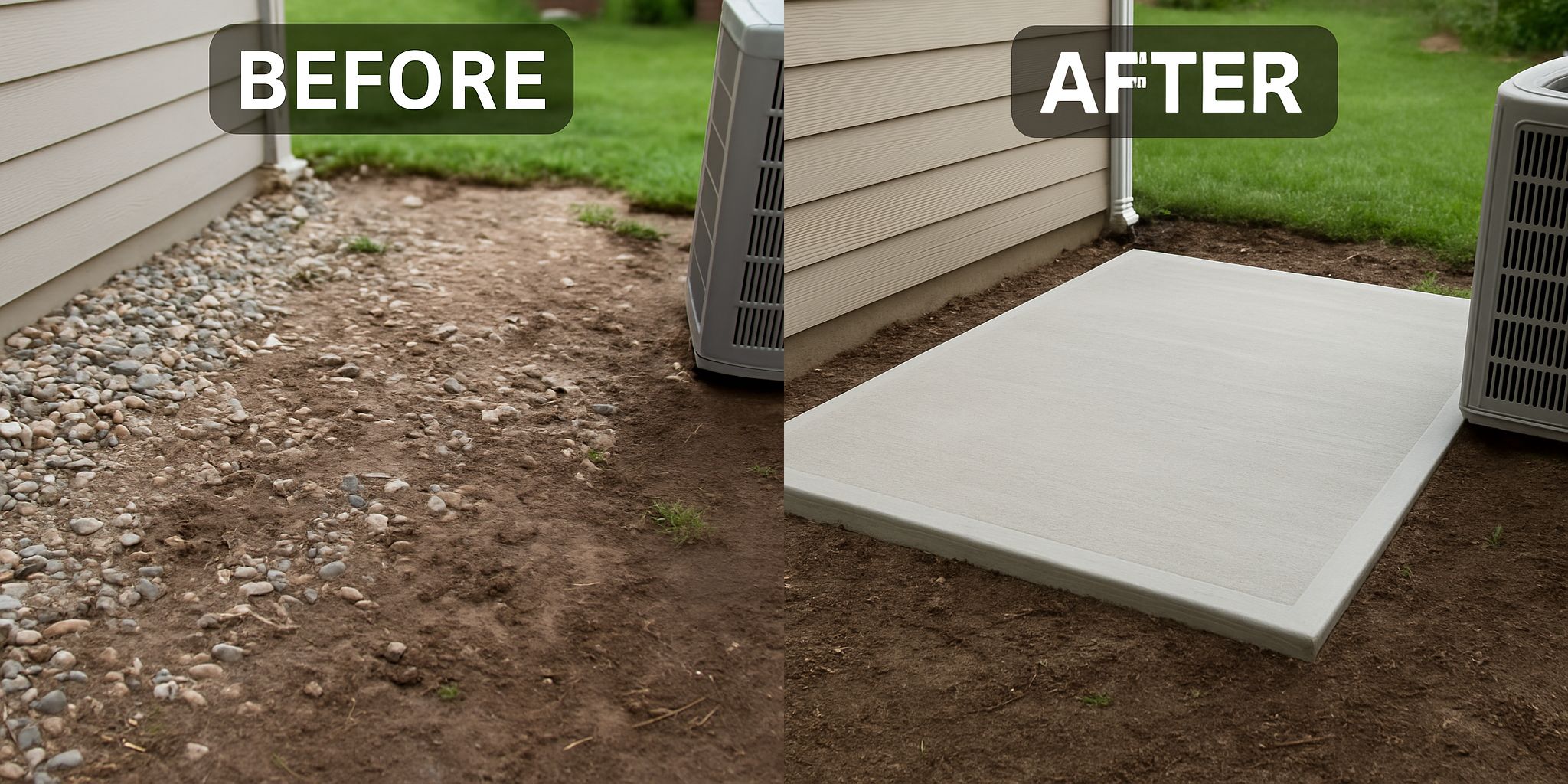 Equipment pad installation before and after - Fort Collins concrete repair